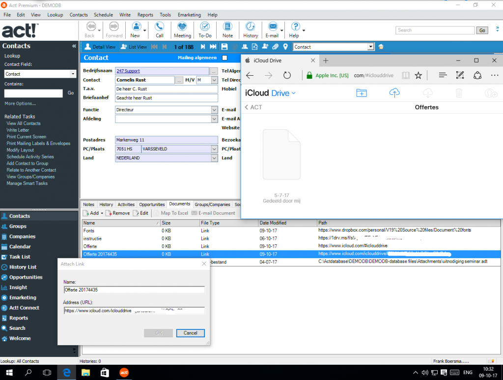 iCloud integratie met Act! CRM